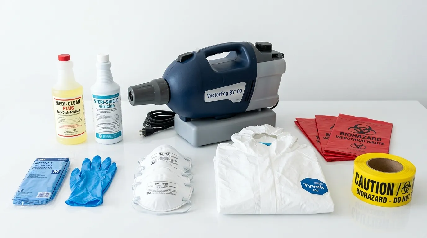 Professional biohazard remediation crew working in San Lorenzo